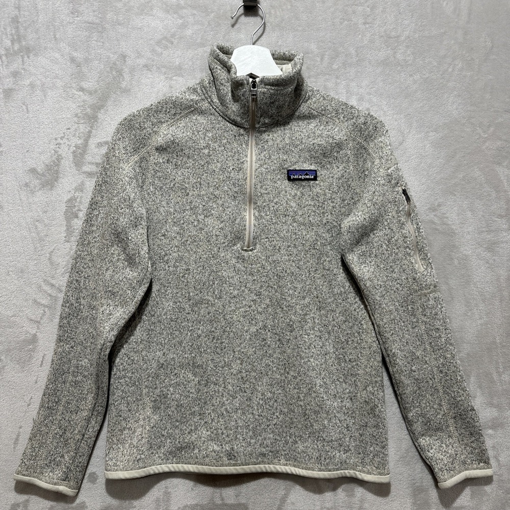 Patagonia Better Sweater 1/4 Zip Pullover Birch‎ Women's S White Oatmeal Heather